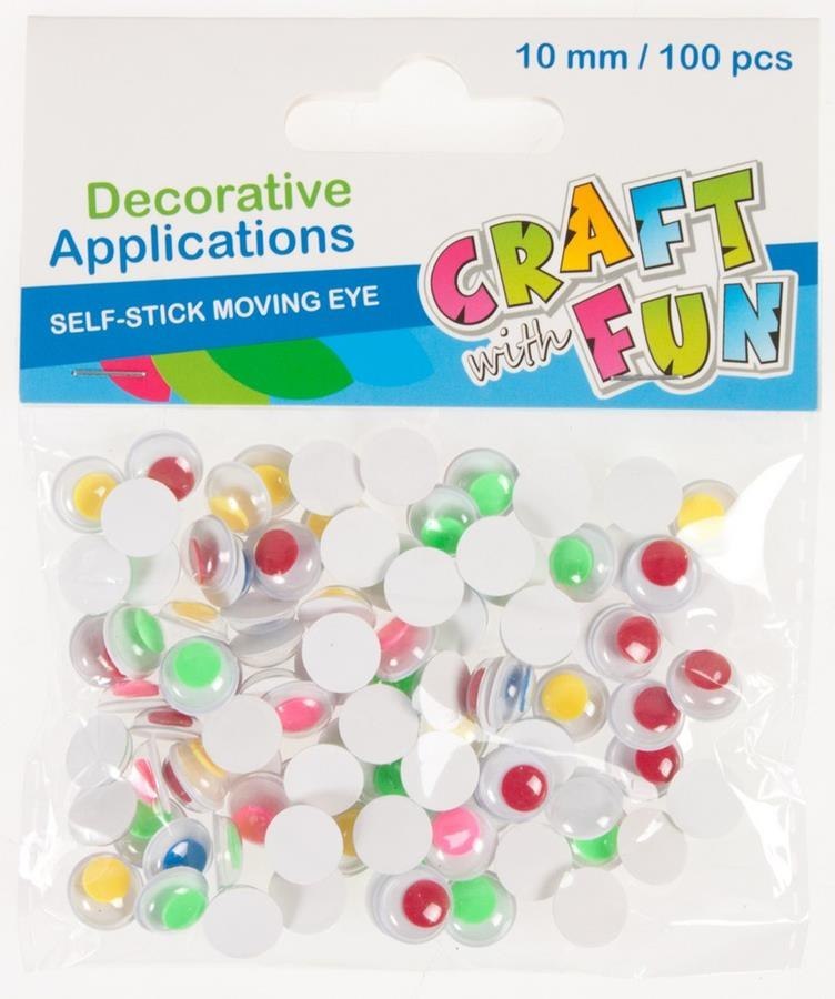 DECORATIVE EMBELLISHMENTS SELF-ADHESIVE EYES 10 MM CRAFT WITH FUN 386921